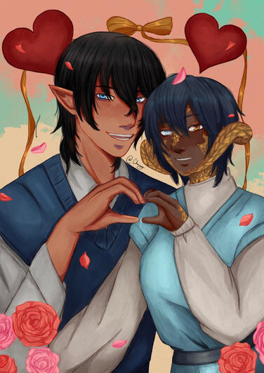 AyRhi Fanart of Aymeric and Rhian from FFXIV