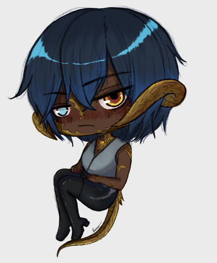 Chibi Rhian Chibi style art of my character Rhian from FFXIV